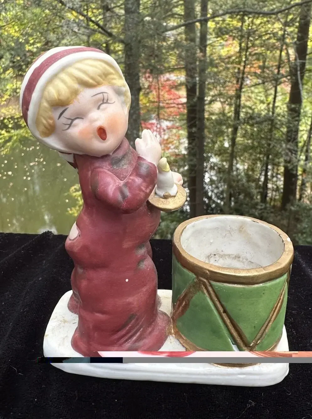 Vintage 1978 Jasco Christmas Luvkins Porcelain Candle Holder Cute! S64